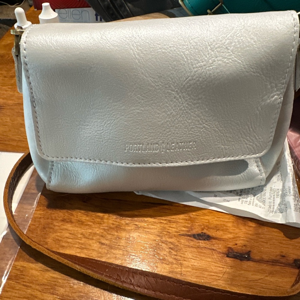 Portland Leather Light Gray Crossbody Bag